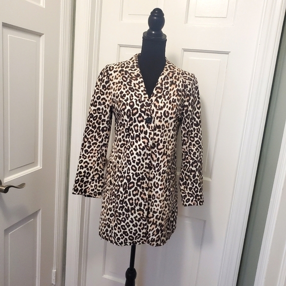 H&M Jackets & Blazers - H&M Brown Leopard Print Lightweight Outer Coat Size 6, Business Casual